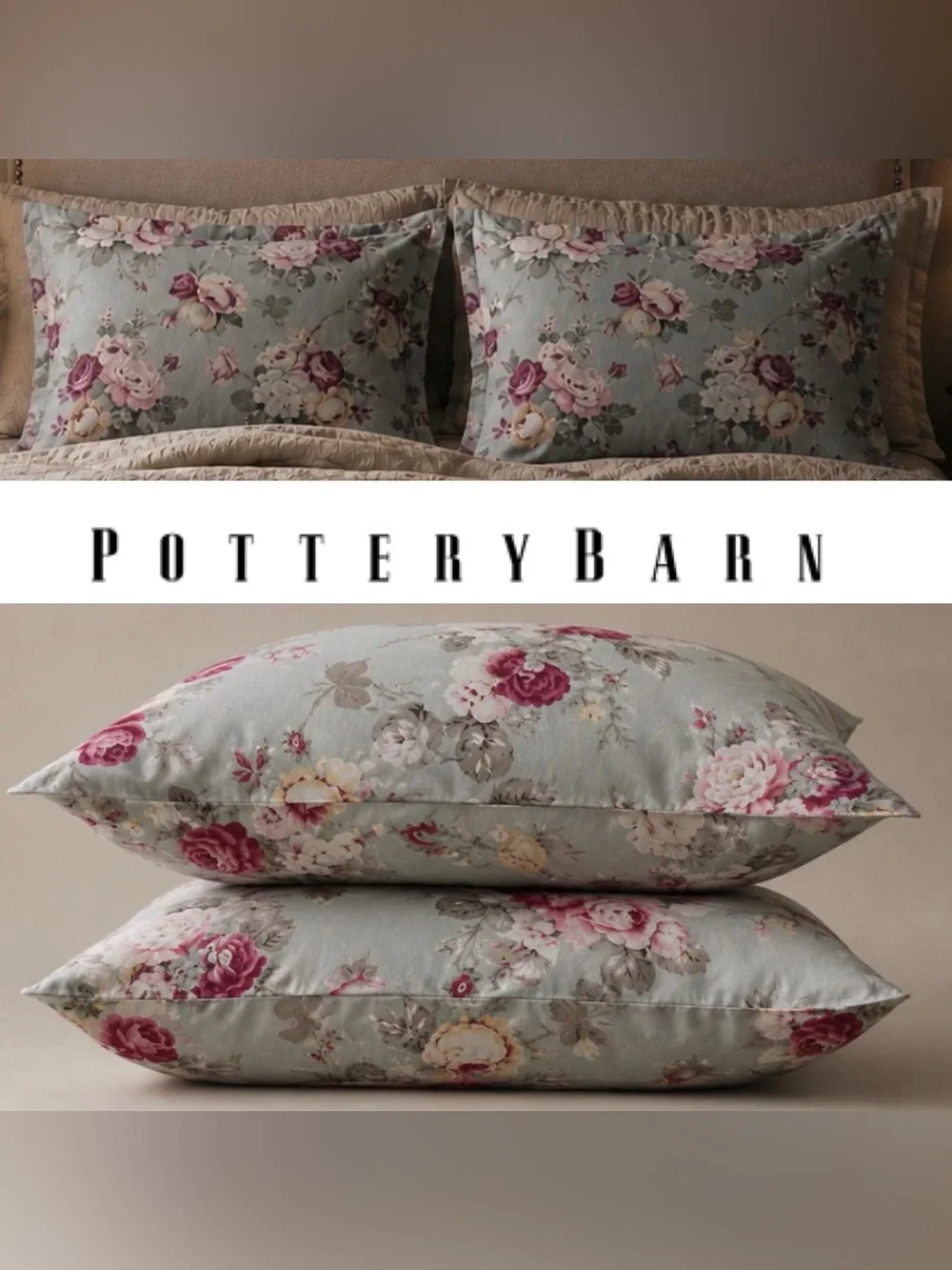 Pottery Barn Cottage Floral Standard Pillow Shams (set of 2)